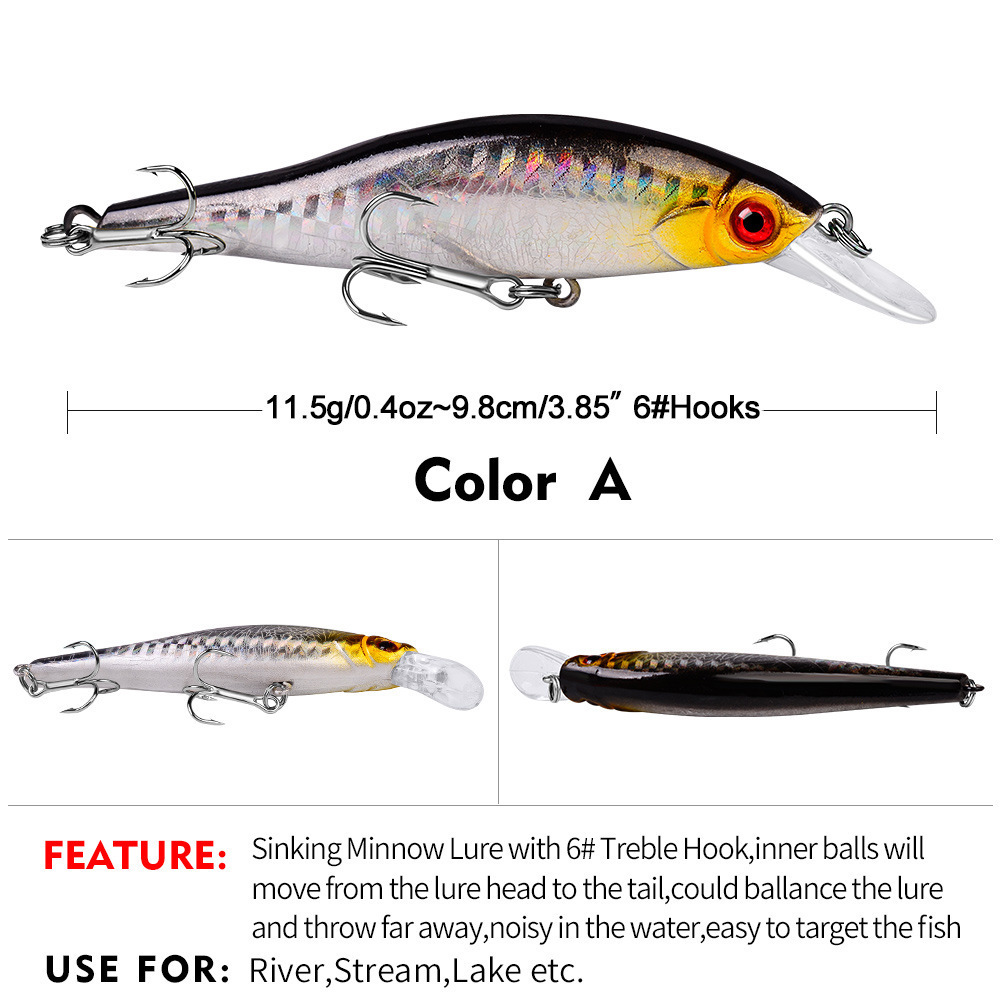 Minnow Fishing Lure Lase Hard Artificial Bait 3D Eyes 9.8cm/11.5g Sea Fishing lure Crankbait