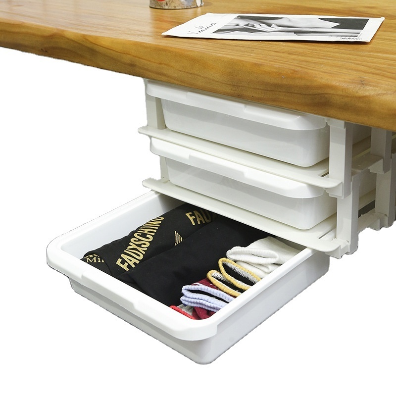 OWNSWING 3 Drawer Desk Organizer Plastic Home Office Storage Organizer Under-Desk Hanging Storage Drawer