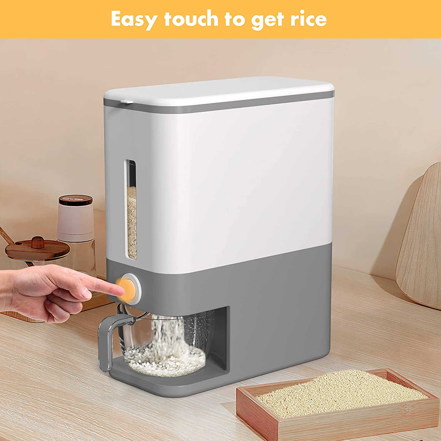 5KG Household Rice Bucket Grain Cereal Dry Food Storage Container Insect-proof Moisture-proof Sealed Measurable Flour Dispenser