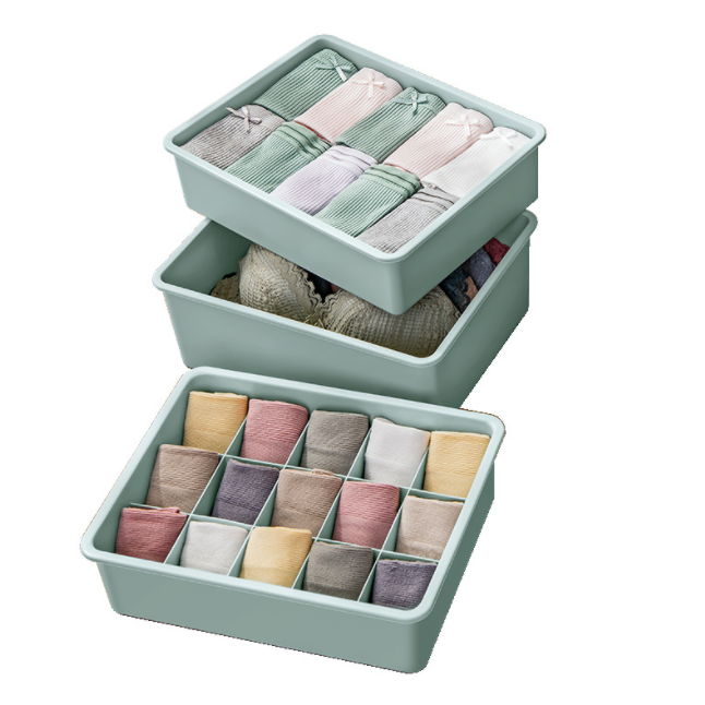 Underwear Storage Cubes with Lids Drawer Organizer for Closet Plastic Stackable Drawer Dividers for Clothes