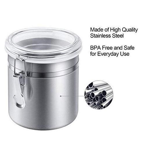 4-Piece Stainless Steel Airtight Canister Set Food Storage Container for Kitchen Counter, Tea, Sugar, Coffee, Candy