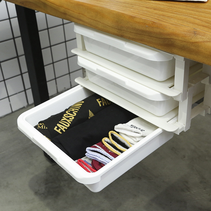 OWNSWING 3 Drawer Desk Organizer Plastic Home Office Storage Organizer Under-Desk Hanging Storage Drawer