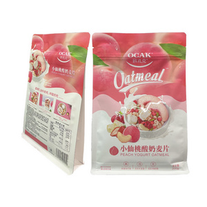 Resealable Flat Bottom Gusset Pouch Yogurt Oatmeal Food Packaging Bags Aluminum Foil Package With Zipper