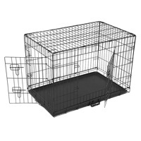 Indoor Folding 2 Doors Wire Dog Crate With Plastic Tray