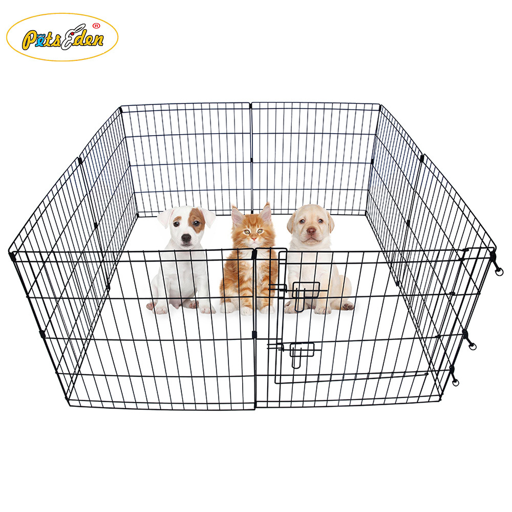 24 Inches Metal Wire Dog Playpen Pet Kennel Exercise Cage Fence 8 Panels