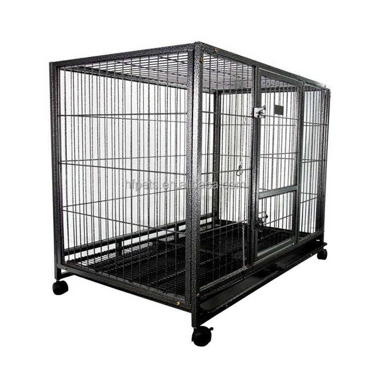 Picture of Metal Dog Cage Large Dog Crate Heavy Duty Pet Cage with Bottom Wheels ...