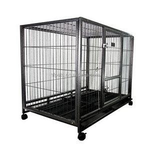 Metal Dog Cage Large Dog Crate Heavy Duty Pet Cage with Bottom Wheels