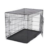 Indoor Folding 2 Doors Wire Dog Crate With Plastic Tray