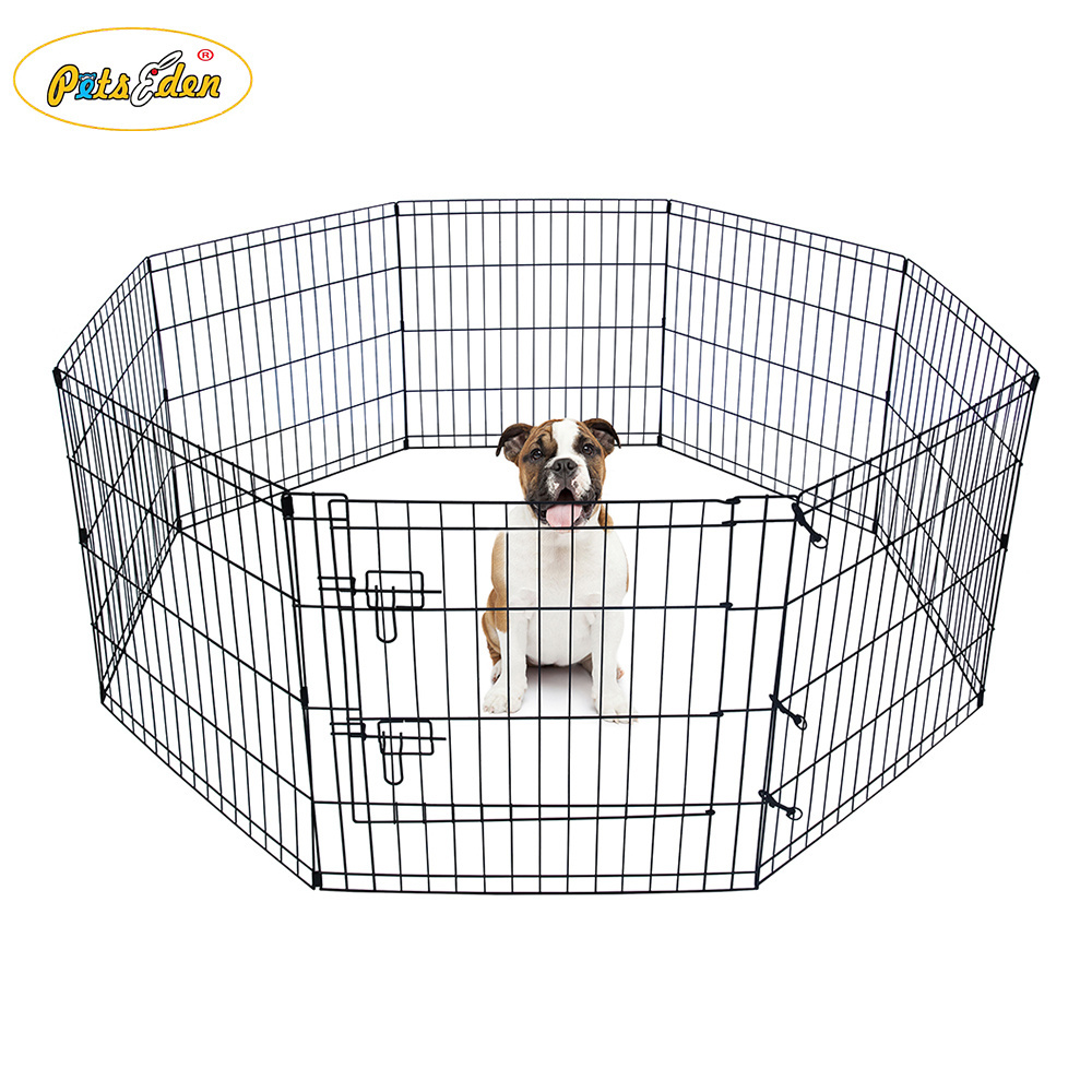 24 Inches Metal Wire Dog Playpen Pet Kennel Exercise Cage Fence 8 Panels