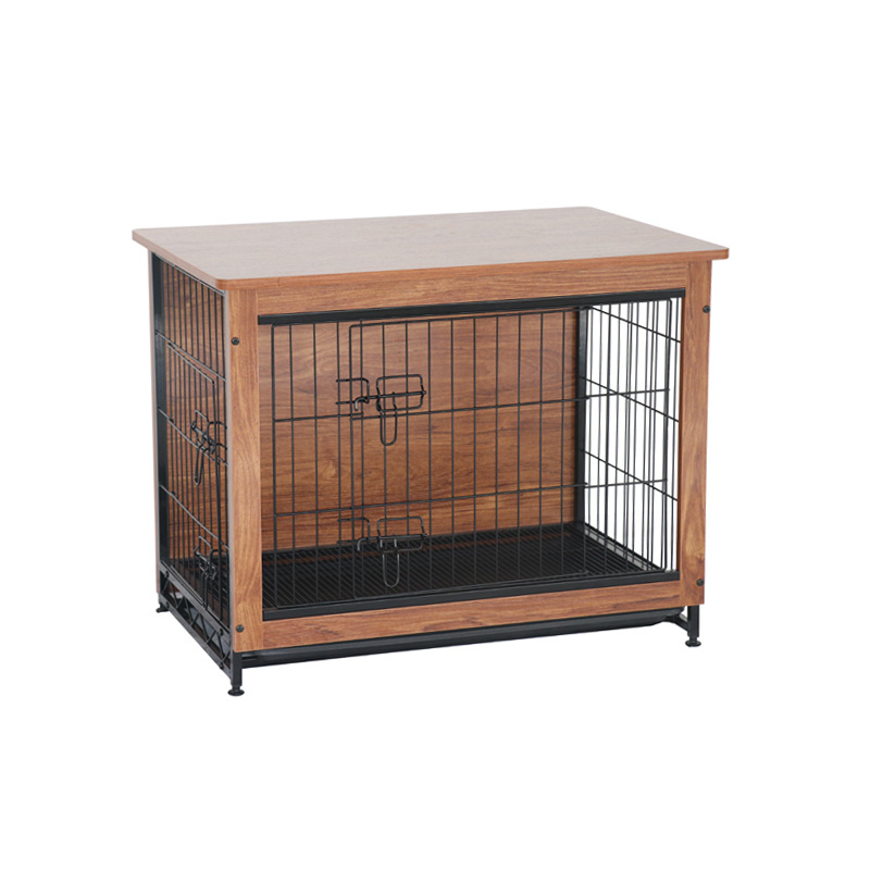 Indoor pet enclosure solid wood and iron for cats&dogs double-deck outdoor pets dog house wood kennel