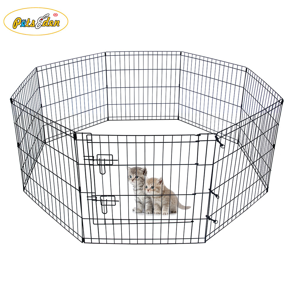 24 Inches Metal Wire Dog Playpen Pet Kennel Exercise Cage Fence 8 Panels