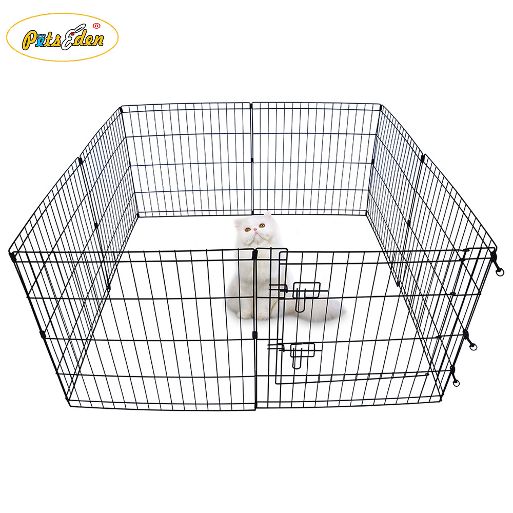 24 Inches Metal Wire Dog Playpen Pet Kennel Exercise Cage Fence 8 Panels