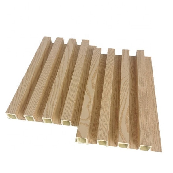 Assembly Decorative Wpc 3D slat Embossing Wall Paneling Wood Grain PVC Laminated Interior Wall Boards Wall Fluted Cladding