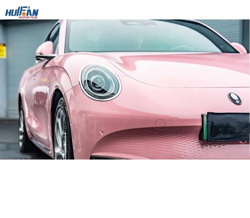 Hot Selling Crystal Cherry Blossom Powder PET Car Vinyl Wrap Film Roll Body Position Color-Changing Function 5-Year