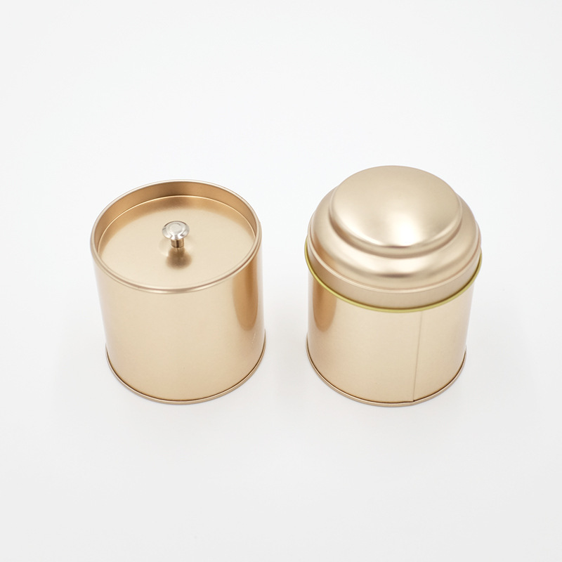 75*90mm Luxury Frosted Gold Silver Metal Tea Cans Round Aluminum Tinplate Candle Tin Jars Holder Container