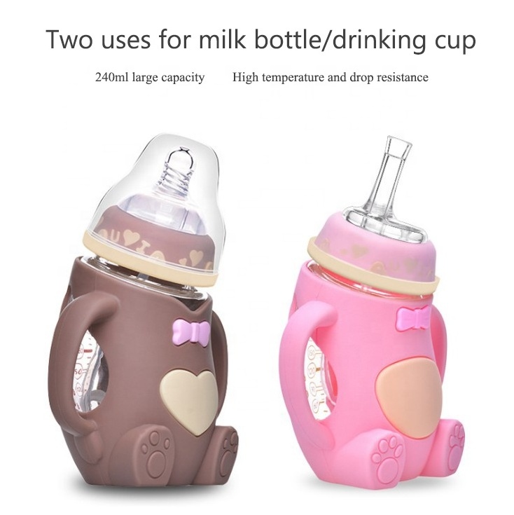 New Infant Baby Feeder Nursing Juice Milk Feeding Bottle BPA Free Anti-flatulence Design Silicone Nipple Baby Bottle