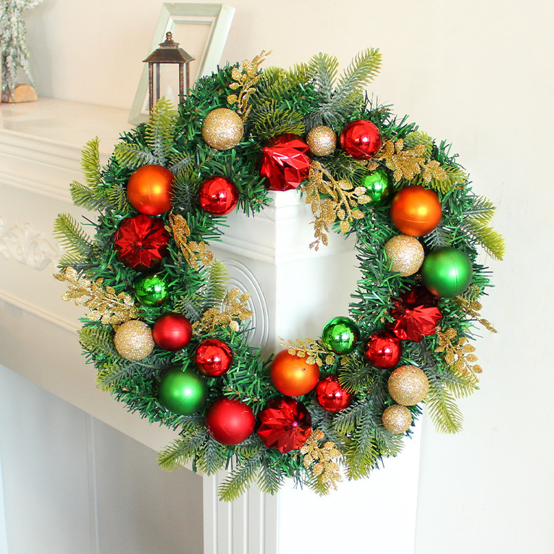 Xmas Manufacturer 45 cm Christmas Garland Handmade Rattan Pendant Wreath Shopping Mall Christmas Tree Door Decoration