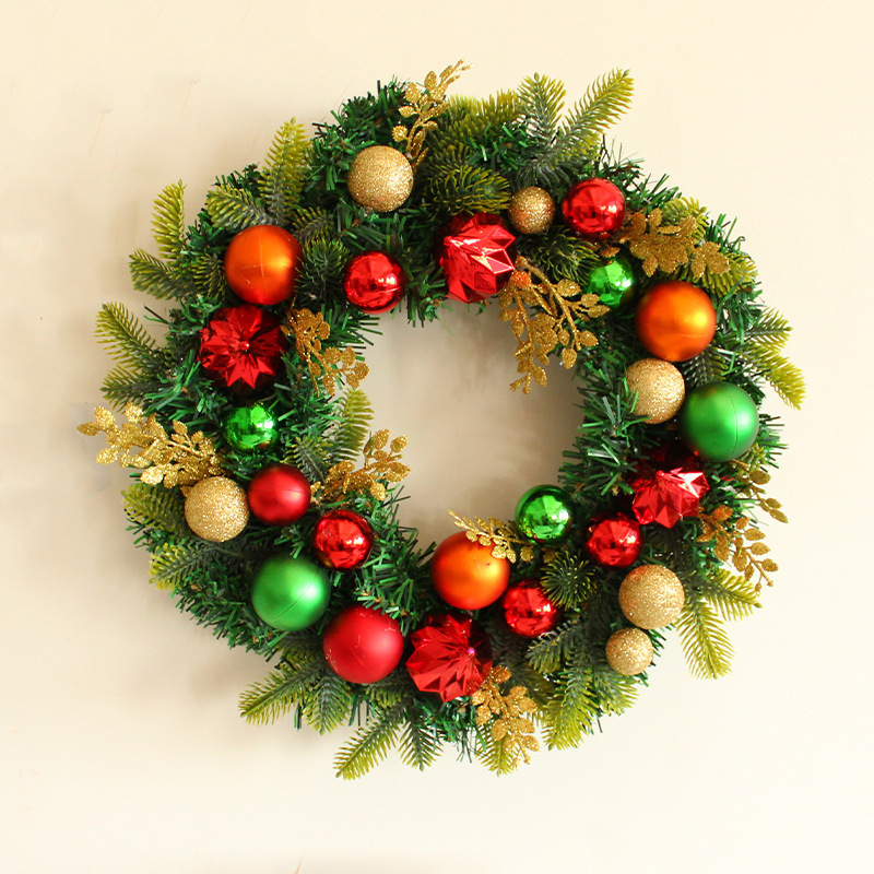 Xmas Manufacturer 45 cm Christmas Garland Handmade Rattan Pendant Wreath Shopping Mall Christmas Tree Door Decoration