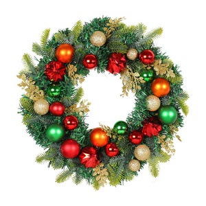 Xmas Manufacturer 45 cm Christmas Garland Handmade Rattan Pendant Wreath Shopping Mall Christmas Tree Door Decoration