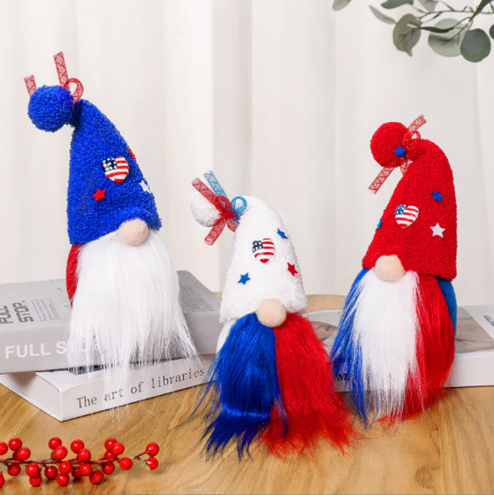 High Quality 4th Of July Mini Patriotic Gnomes Doll Ornaments Summer Gnome