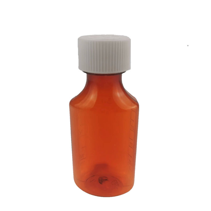 1oz 2oz 3oz 4oz RX Oval Bottle PET Amber Container Cough Syrup Bottle Medicine Liquid Oral Plastic Bottles for Liquid Medicine