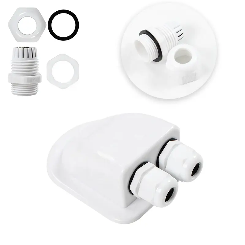 IP67 IP68 Weatherproof White Solar Double Cable Entry Gland Box UV-Resistant ABS Solar Panels RV Camper Junction Box