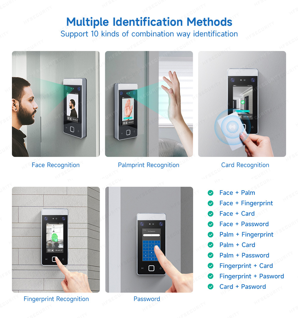 Hfsecurity HF-FR05M Face Recognition Biometric Fingerprint Palm Card Time Attendance Access Control Machine Fingerprint Reader