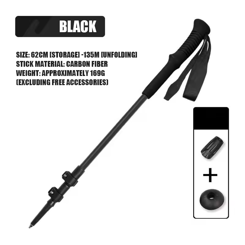 Lightweight Outdoor Walking Stick Three Section Telescopic Carbon Fiber Stick External Lock Ultra Climbing Cane