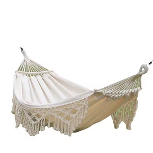 Boho Portable Cotton Camping Macrame Hammock Canvas Hanging Swing Hammock Chair for Indoor Outdoor Patio Yard Garden