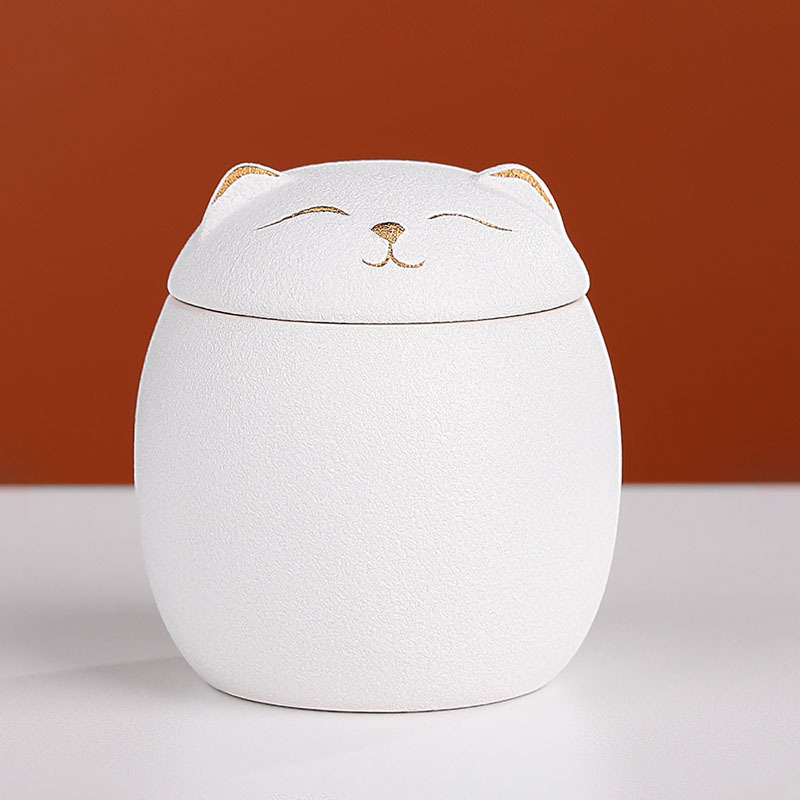 Wholesale Cat Shape Ash Urn Pet Cinerary Sasket Ceramic Funeral Dog Cat Cremation Urns