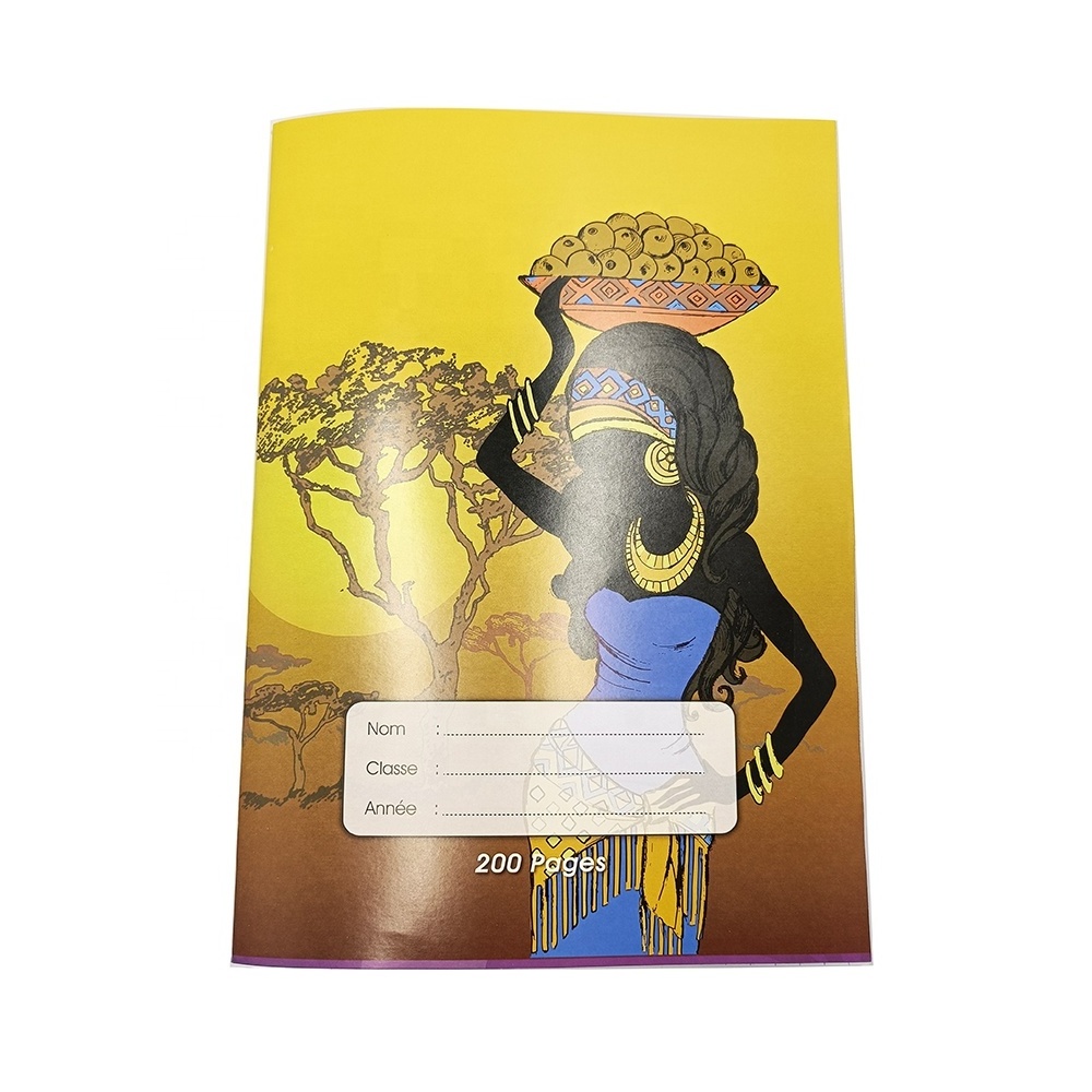 New customized print a4 Africa exercise book Cheap bulk school notebooks wholesale 200 pages French line notebook for students