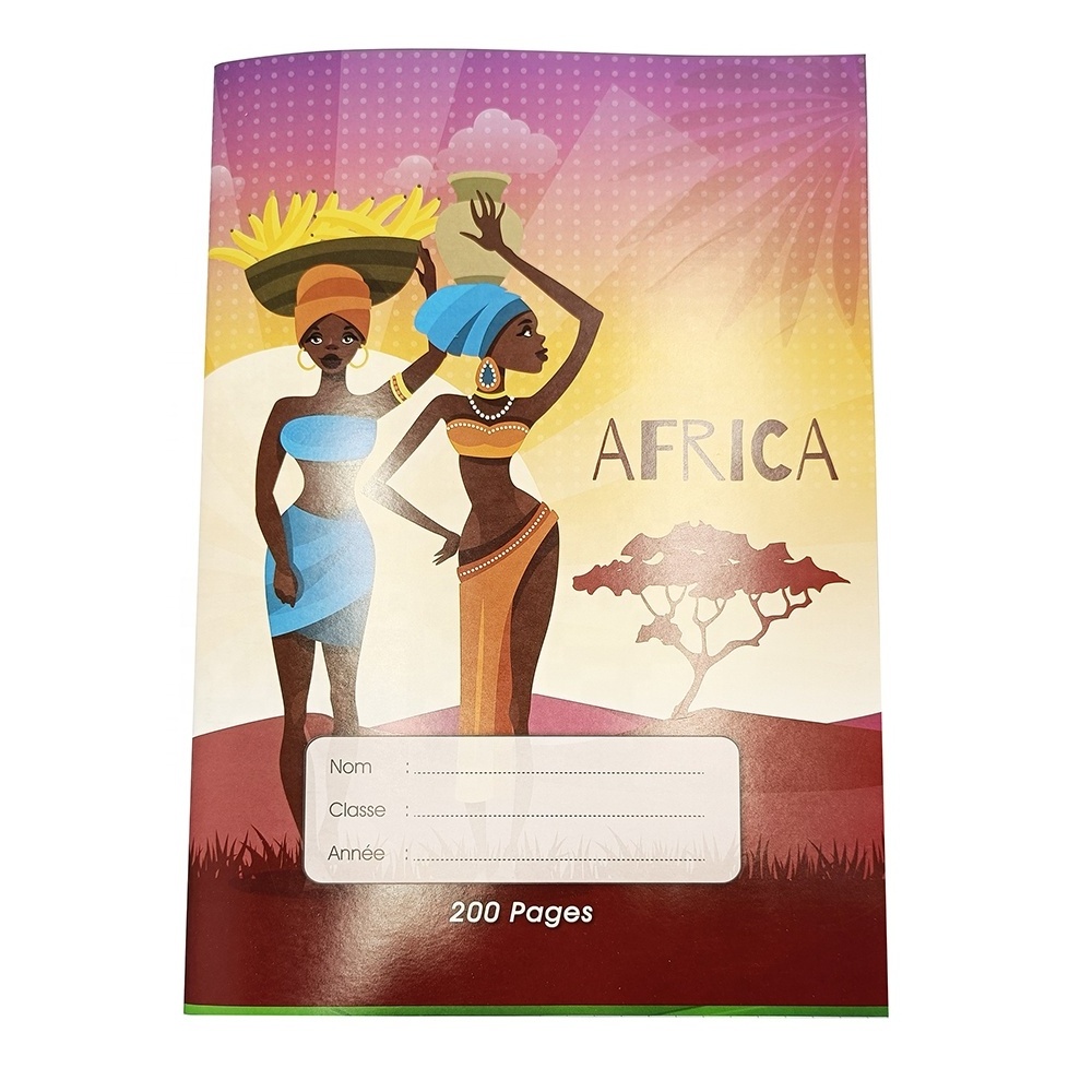 New customized print a4 Africa exercise book Cheap bulk school notebooks wholesale 200 pages French line notebook for students