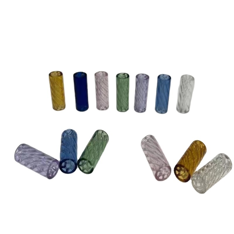 wholesale customized logo spiral glass filter tips stripe glass filter tips