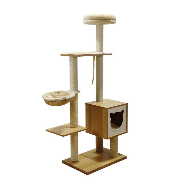 Cat tree climbing house cat toy hammock for scratc cat scratcher tower condo