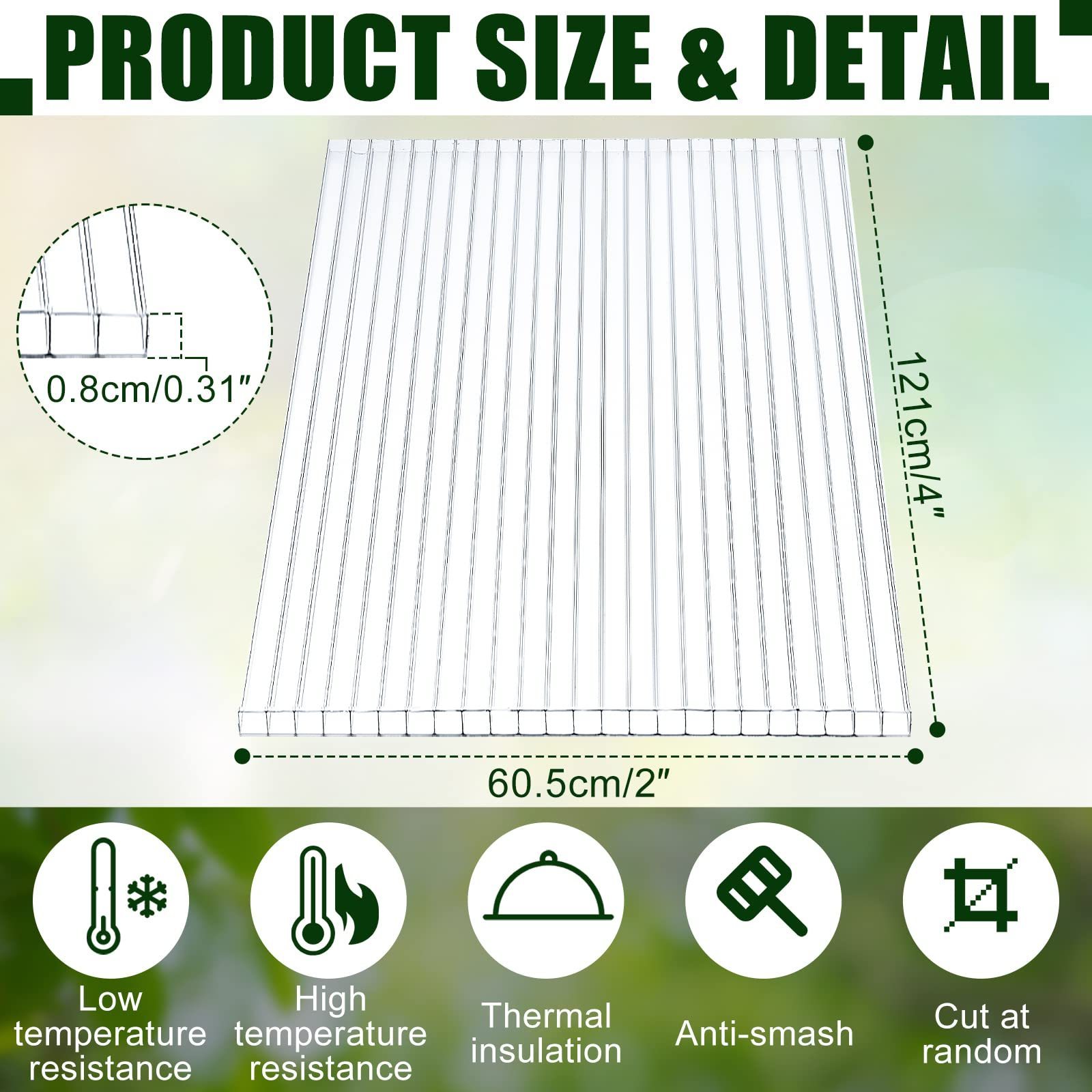 10MM Hollow clear polycarbonate sheet plastic sheet pc greenhouse roof wall panel