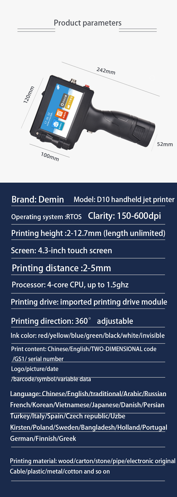 Logo Date Expiry Date Coder Barcode Time Stamp Printer Industrial Inkjet Printing Coding Machine For Plastic PET Bottle