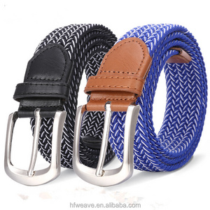 New mix color design two color cotton braided elastic stretch weave belt