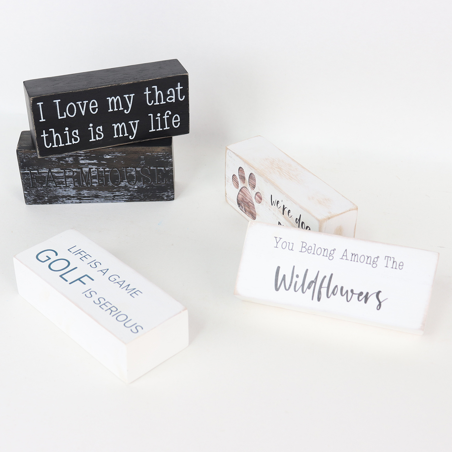 Hand made Mini Block Wood Sign Bathroom Decor  Wood Sign Funny Sayings Quotes Small Mini Block