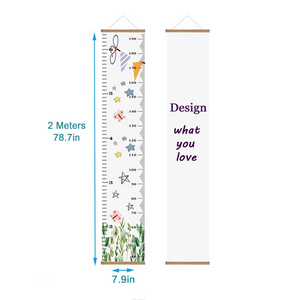 Unisex Nursery  Decor Height Growth Chart Ruler Canvas for Kids Room Baby Shower 1st Birthday Gift