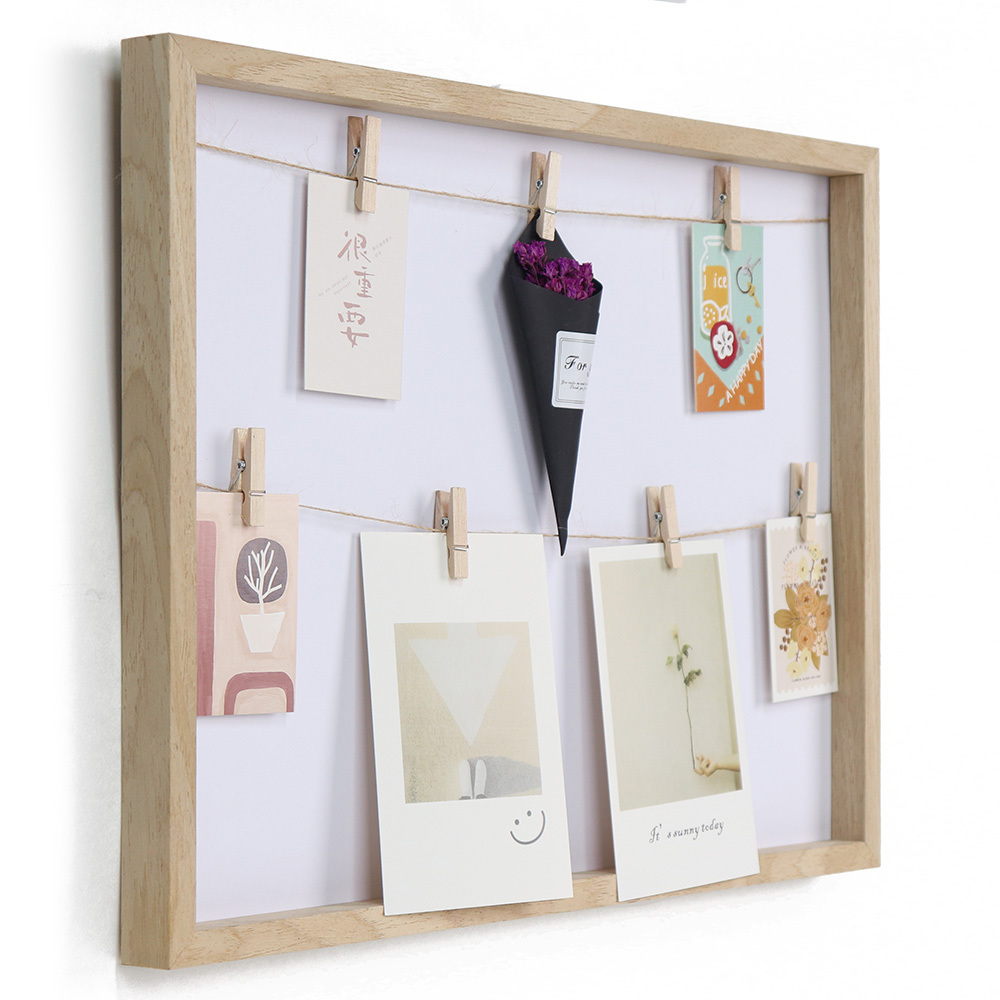 Hot sale Picture Display Wood Clips Photo Holder Collage Memory Frame for Home Wall Decoration