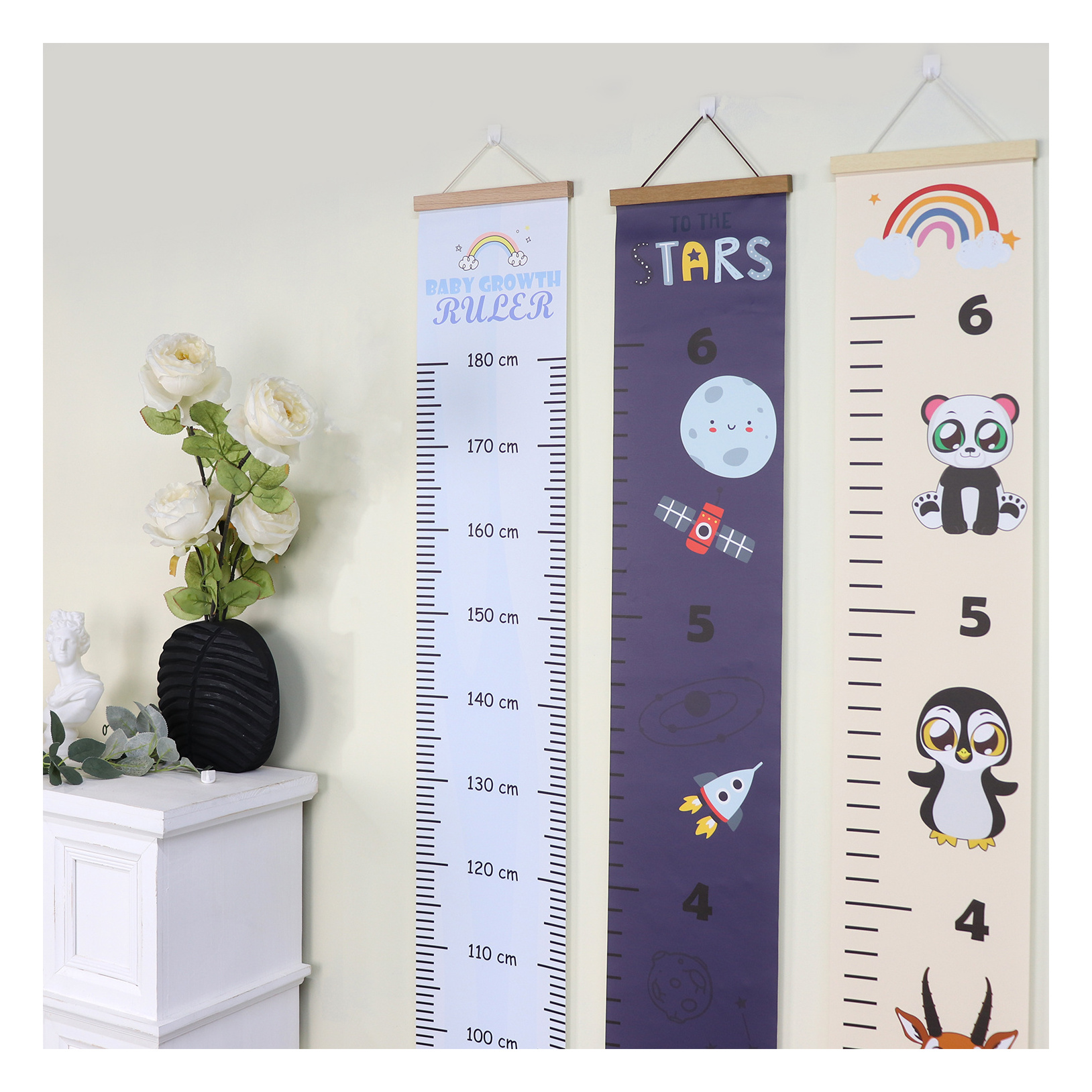 Height Cartoon Animal Elephant Diy Pattern Cute Measure wall decor For Kids Growth Chart