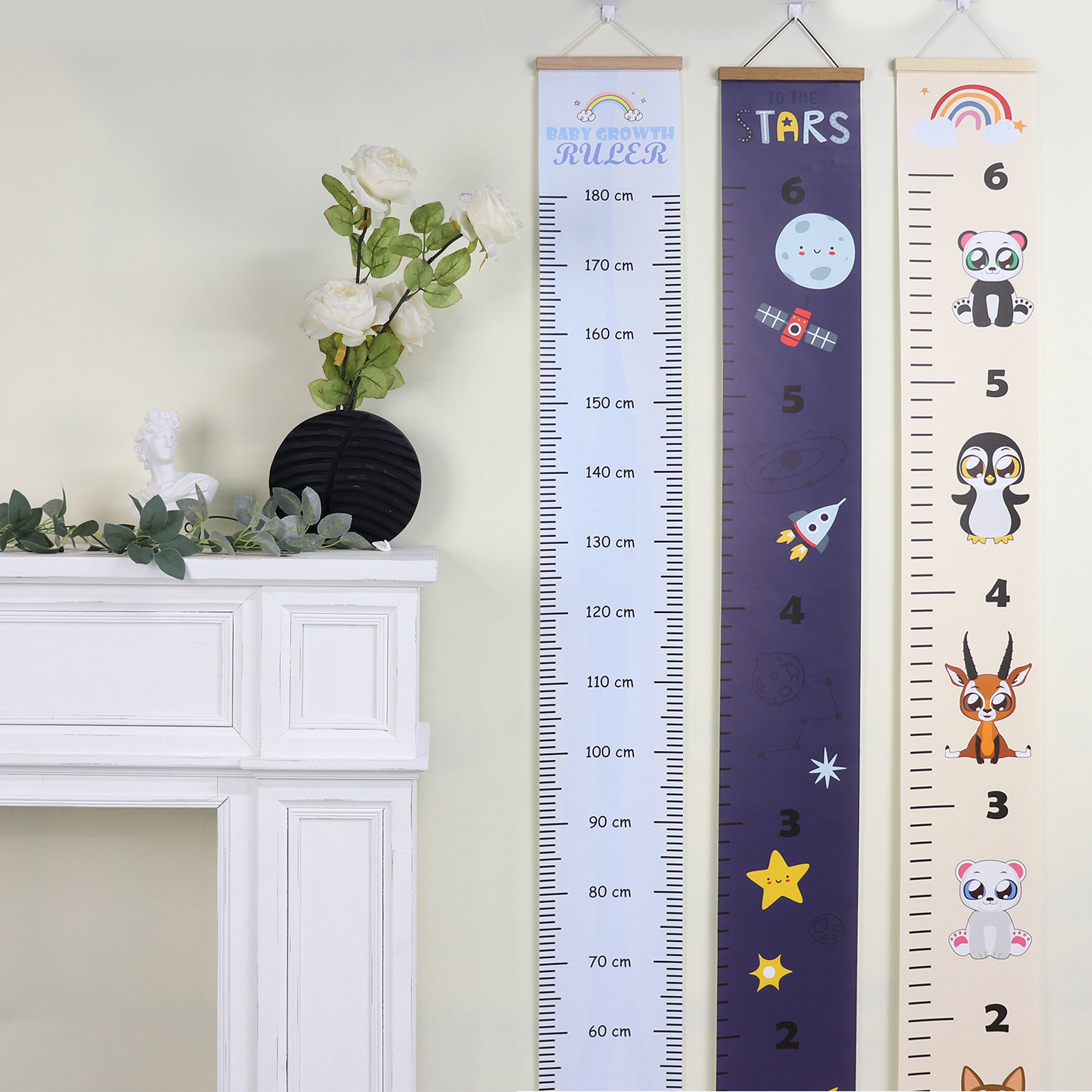 Height Cartoon Animal Elephant Diy Pattern Cute Measure wall decor For Kids Growth Chart