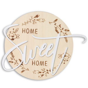 Home Sweet Home Wooden 3D Cutout Word Round Wood Board Crafts Arts Sign  6 x 6 inches