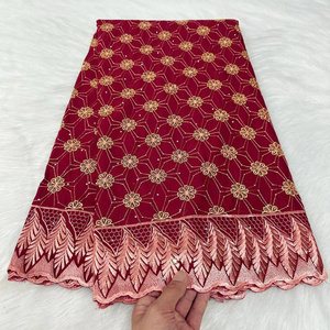 HFX 5Yards Nigerian Embroidery Cotton Lace Fabric 2024 High Quality African Swiss Voile Lace Fabric For Sewing Dubai Style