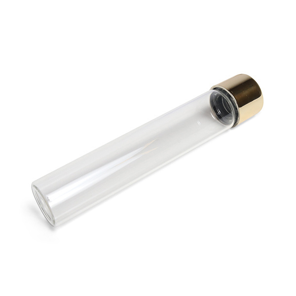 Custom Pre Glass Cigar Tube with Child Resistant Roll Gold Cap Glass Tube