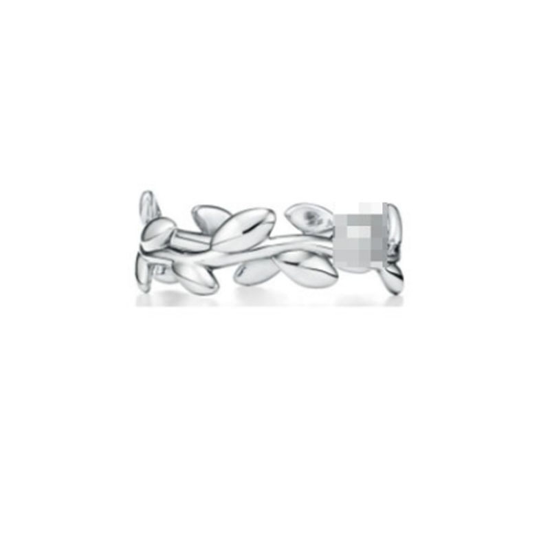 S925 sterling silver olive leaf gold-plated ring, Tijia European and American fashion niche ring