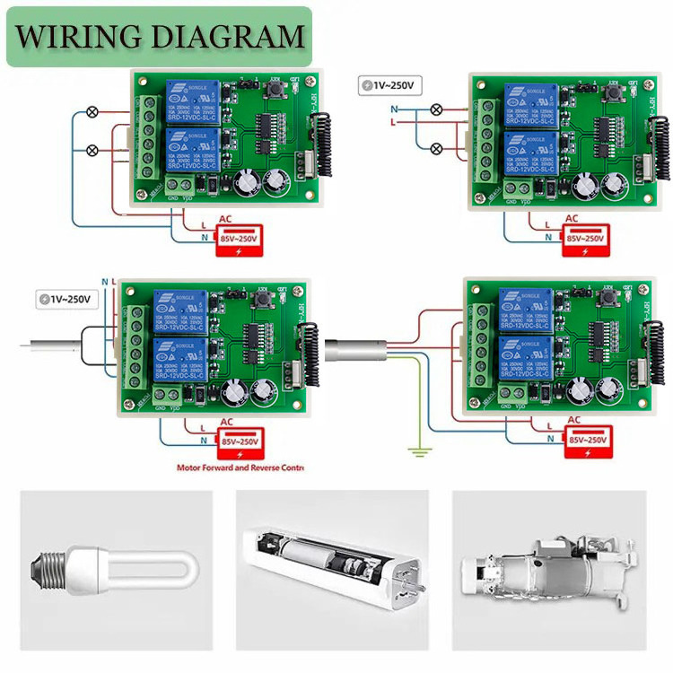 DC12V 24V 4CH RF Relay Receiver 433mhz rf transmitter Wireless Remote Control Switch for garage Door remote Control