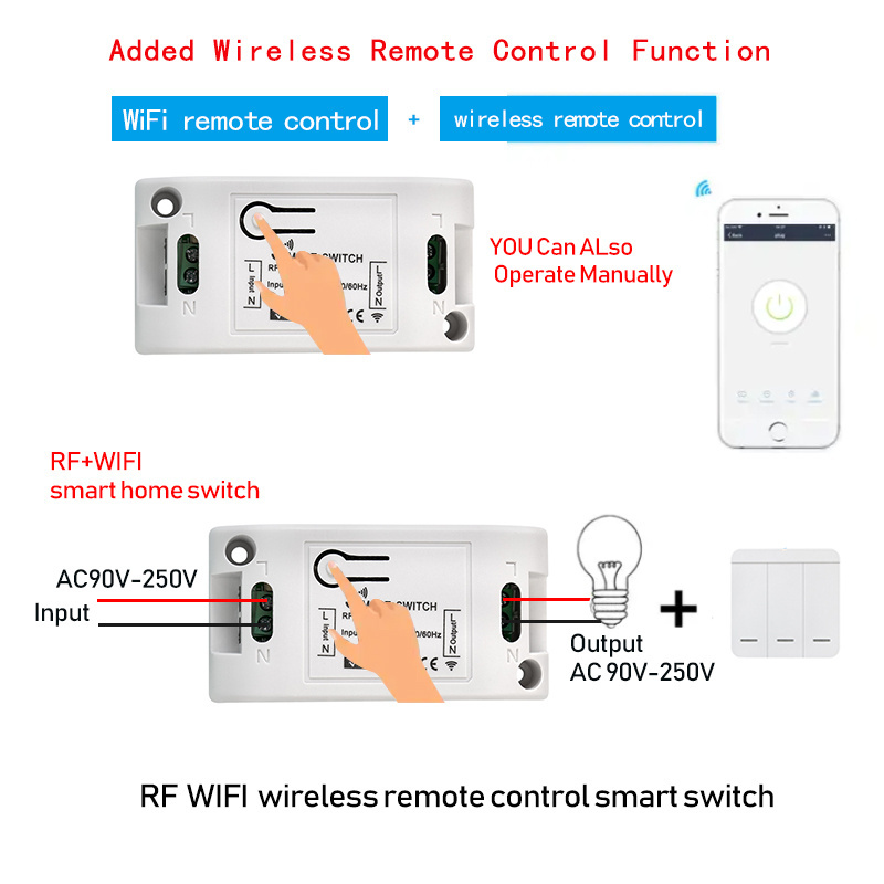 Tuya  MINI Wifi Smart Switch 16A 2-way Control Timer Wireless Switches Smart Life Automation Compatible With Alexa Google Home