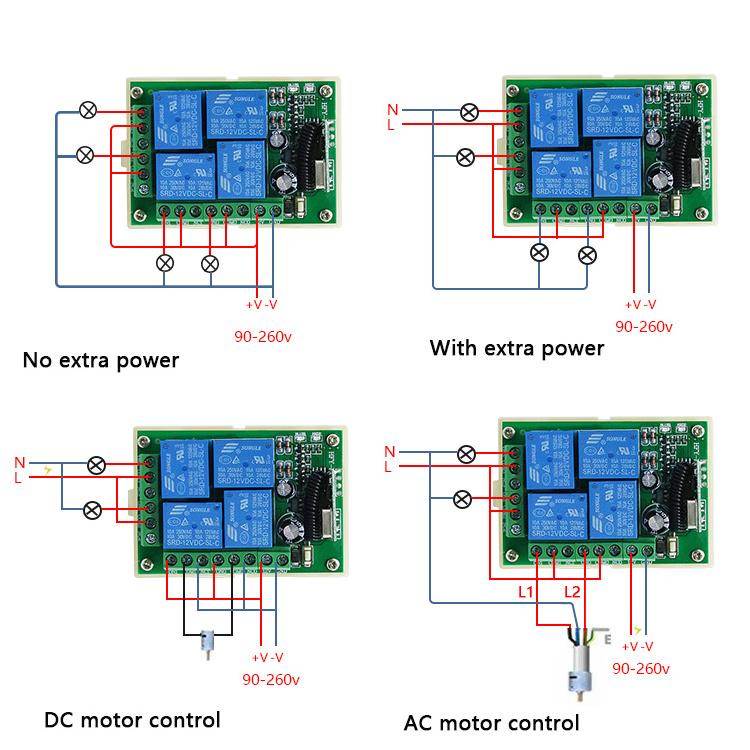 Wireless Remote Control Switch DC 12V 4CH relay Receiver Module With Universal 4 channel RF Remote 433 Mhz Transmitter