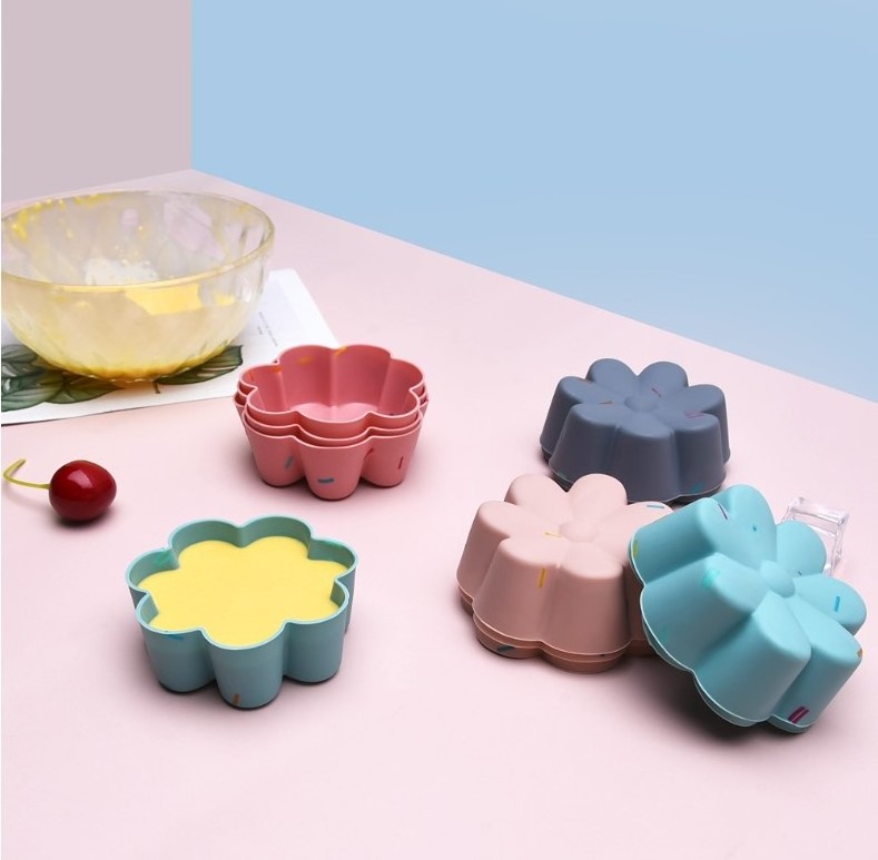 6PCS Reusable Silicone Cake Backing Mold Muffin Cups Cupcake Baking Tray for Home Backing